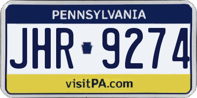 PA license plate JHR9274