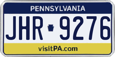 PA license plate JHR9276