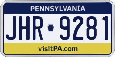 PA license plate JHR9281