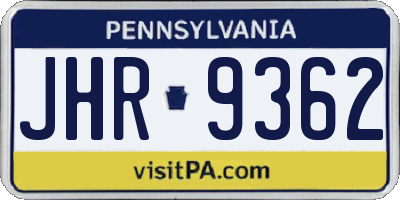 PA license plate JHR9362