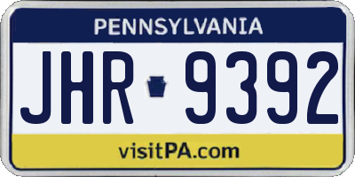 PA license plate JHR9392