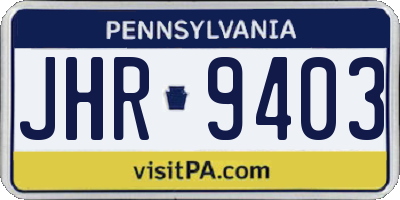 PA license plate JHR9403