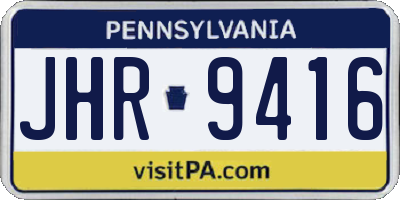 PA license plate JHR9416