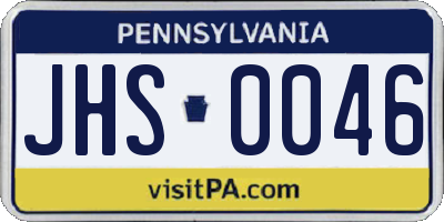 PA license plate JHS0046