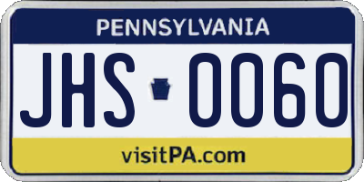 PA license plate JHS0060