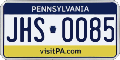 PA license plate JHS0085