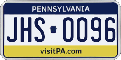 PA license plate JHS0096
