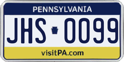 PA license plate JHS0099