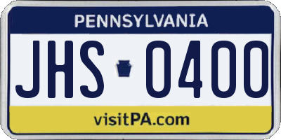 PA license plate JHS0400