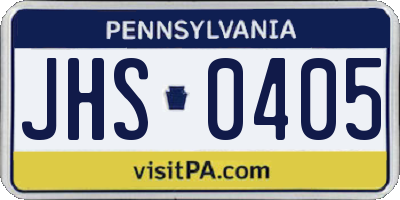 PA license plate JHS0405