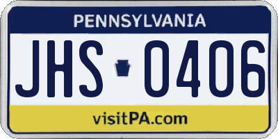 PA license plate JHS0406