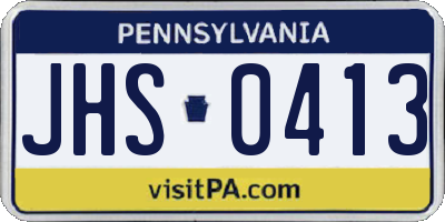 PA license plate JHS0413