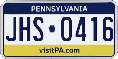 PA license plate JHS0416