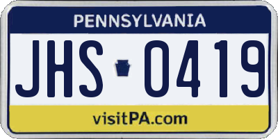PA license plate JHS0419