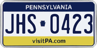 PA license plate JHS0423
