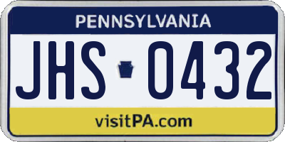 PA license plate JHS0432