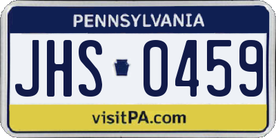 PA license plate JHS0459