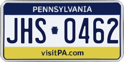 PA license plate JHS0462