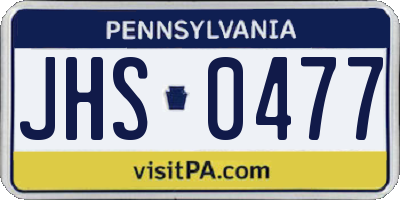 PA license plate JHS0477