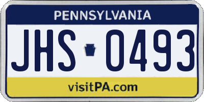 PA license plate JHS0493