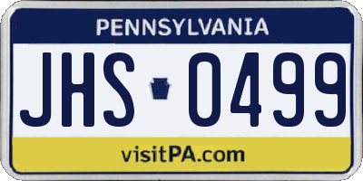 PA license plate JHS0499