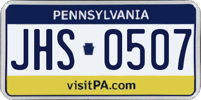 PA license plate JHS0507