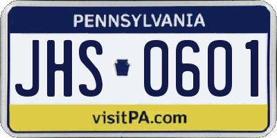 PA license plate JHS0601