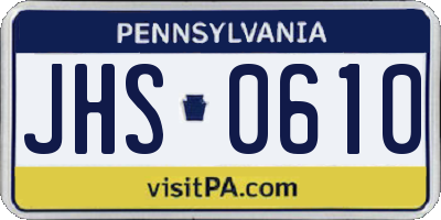 PA license plate JHS0610