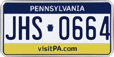 PA license plate JHS0664