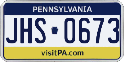 PA license plate JHS0673