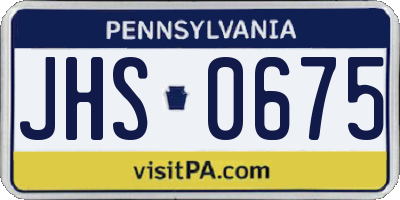 PA license plate JHS0675