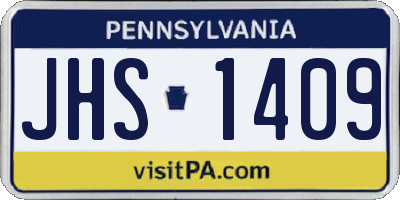 PA license plate JHS1409