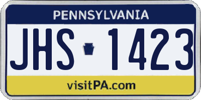 PA license plate JHS1423