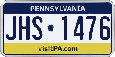 PA license plate JHS1476