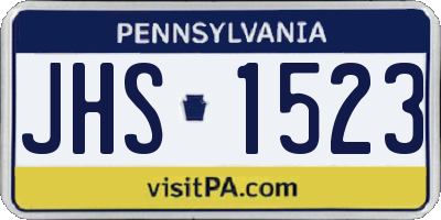PA license plate JHS1523