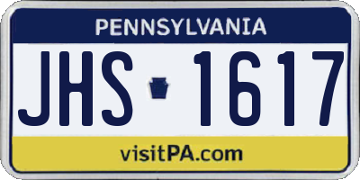 PA license plate JHS1617