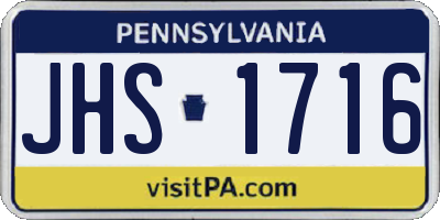 PA license plate JHS1716