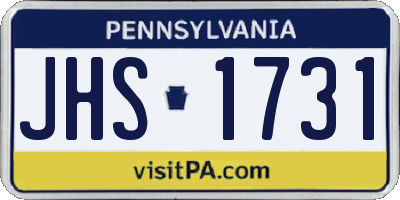 PA license plate JHS1731