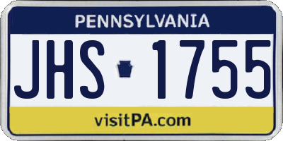PA license plate JHS1755