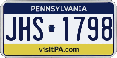 PA license plate JHS1798