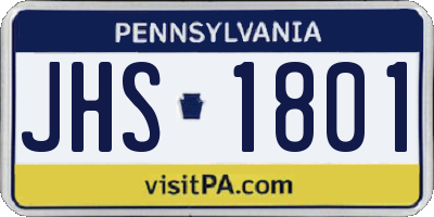PA license plate JHS1801