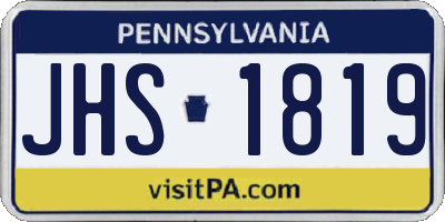 PA license plate JHS1819
