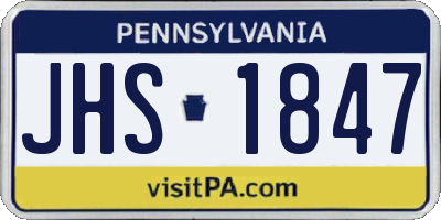 PA license plate JHS1847