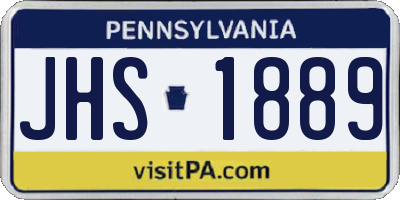 PA license plate JHS1889