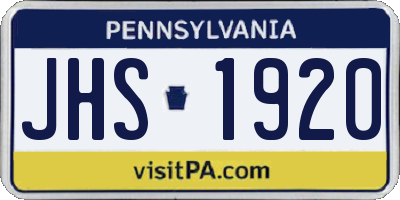 PA license plate JHS1920