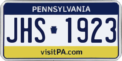 PA license plate JHS1923