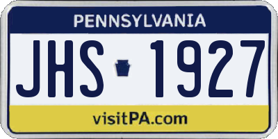 PA license plate JHS1927
