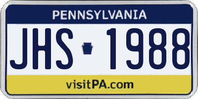 PA license plate JHS1988