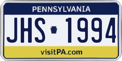 PA license plate JHS1994