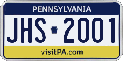 PA license plate JHS2001